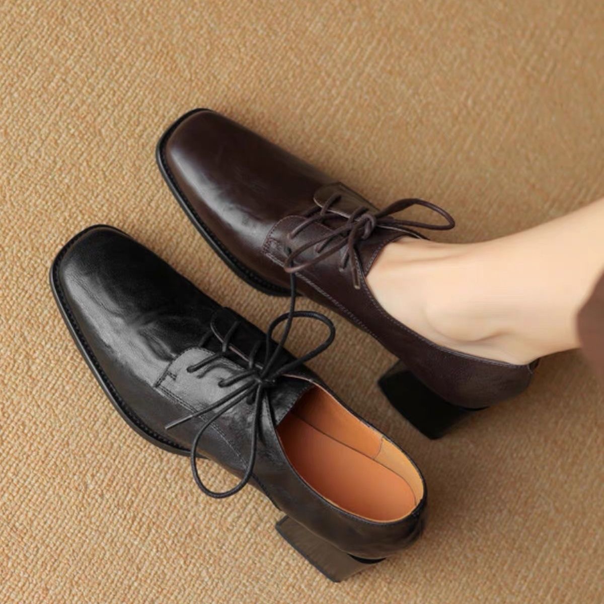 Women Square Toe Lace Up Oxfor - Oxford Lace Up Women ulasan dan harga