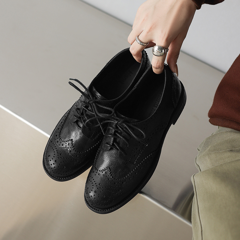 EAGSITY Cow leather brown brog - Oxford Lace Up Women ulasan dan harga