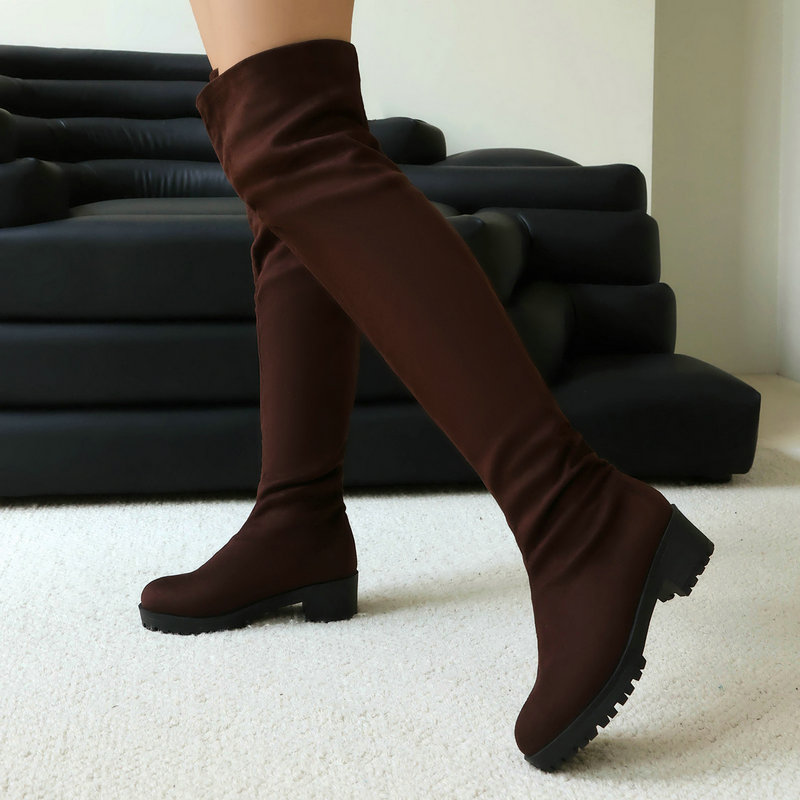 Faux Suede Leather Flock Slip- - Sock Boot Women ulasan dan harga