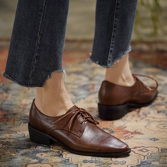 LIHUAMAO Cow Leather Women Sho - Oxford Lace Up Women ulasan dan harga