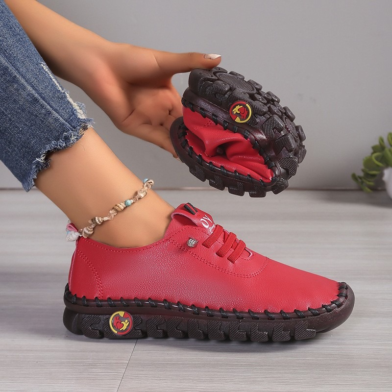 Women Leather Casual Shoes Lac - Oxford Lace Up Women ulasan dan harga