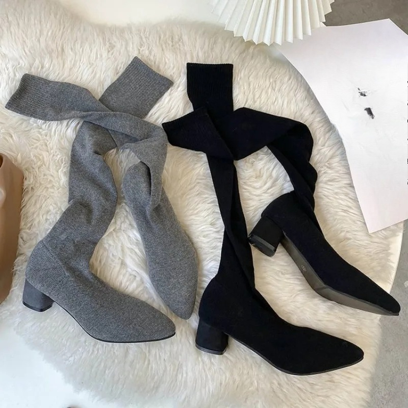 High Knee Sock Shoes 2025 New  - Sock Boot Women ulasan dan harga