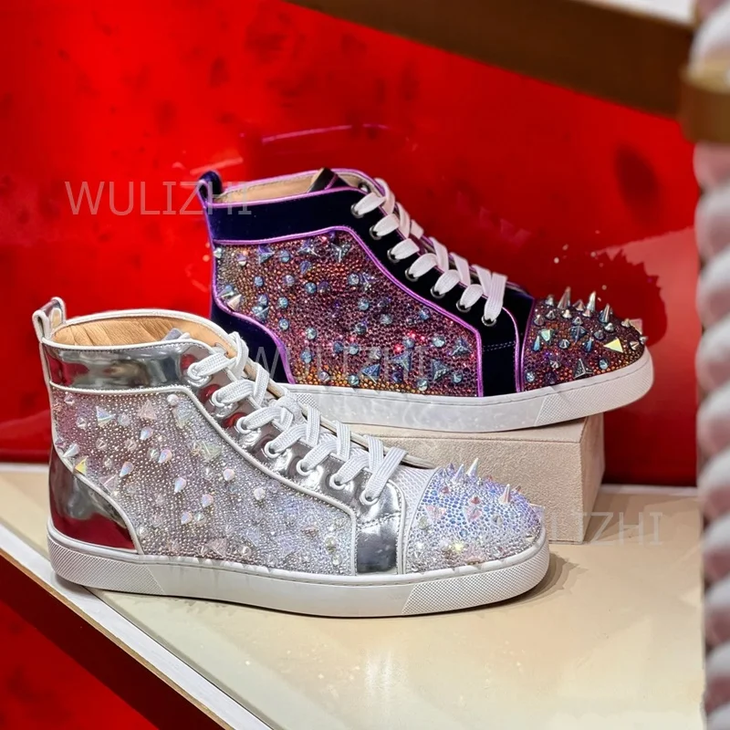 Dark Purple Crystal Rivet Men  - Women Shoes Tennis ulasan dan harga