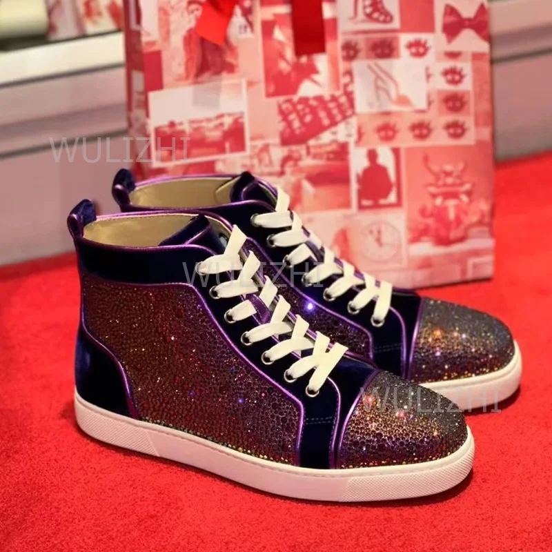 Dark Purple Crystal Rivet Men  - Women Shoes Tennis ulasan dan harga