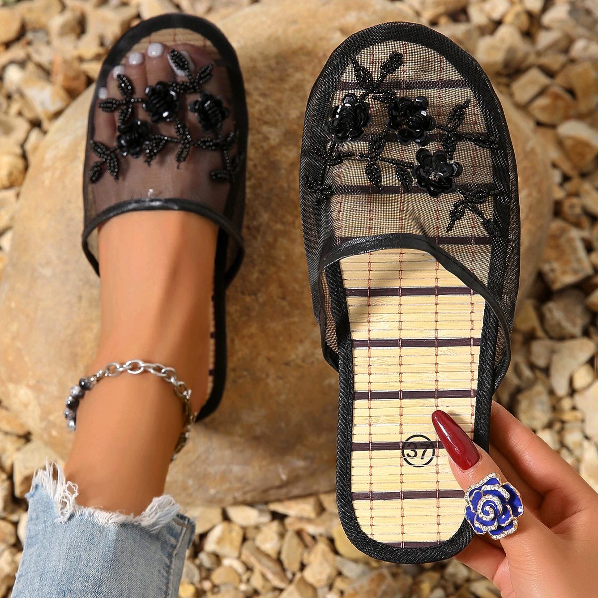 Ladies Mesh Closed Toe Slide S - Mule Slip On ulasan dan harga