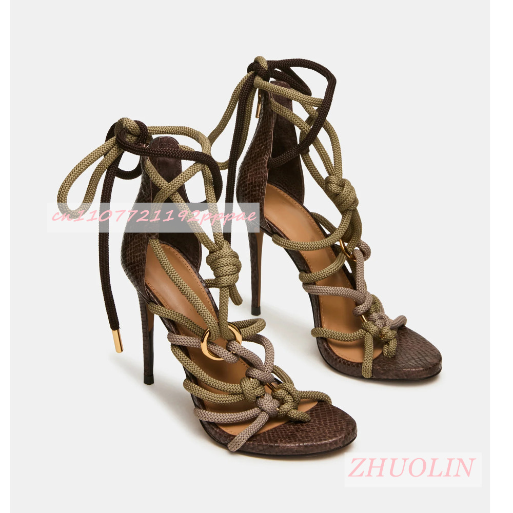 Retro Snakeskin Thick Rope Cri - Women'S Shoes Quality ulasan dan harga
