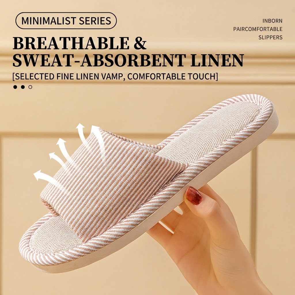 Breathable Flax Linen Slippers - Mule Slip On ulasan dan harga